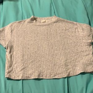Fuzzy Gray Mock Neck Crop Top
